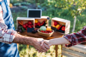 selling produce at farmers market