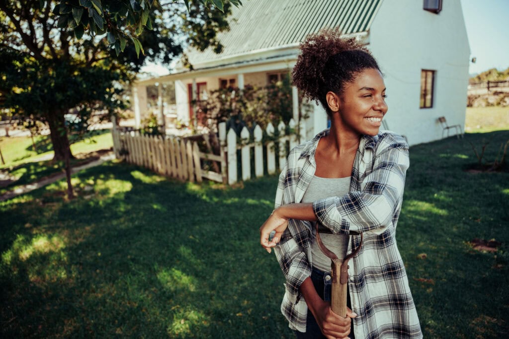 woman is proud of her homestead