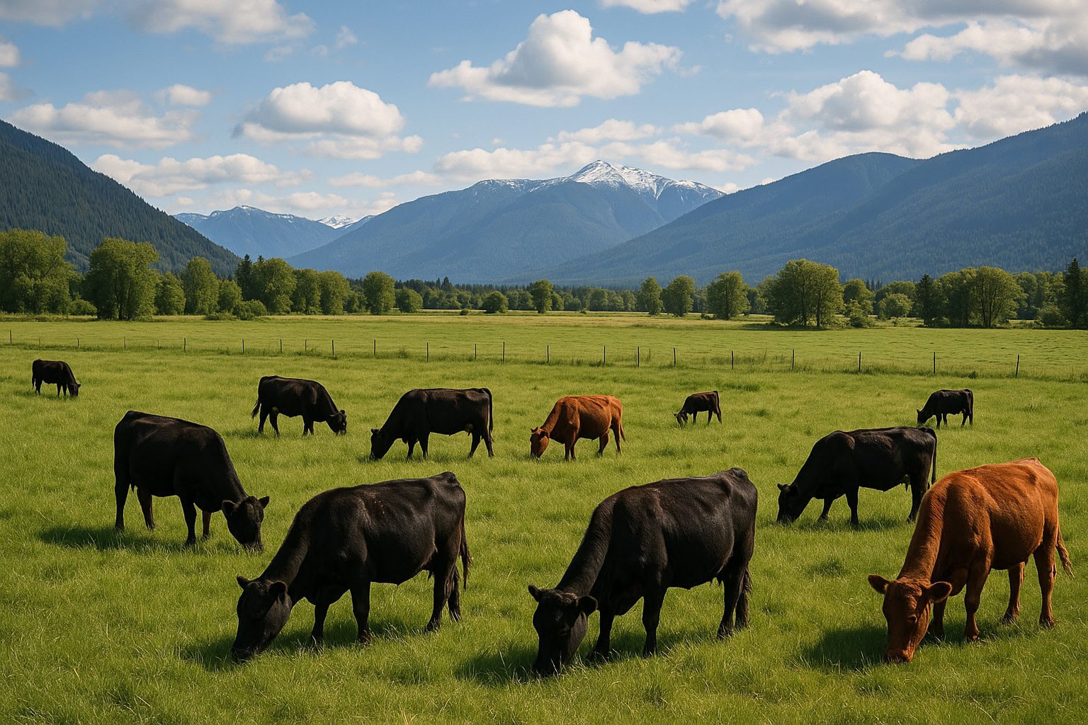 Grazing land with cattle in Washington State.