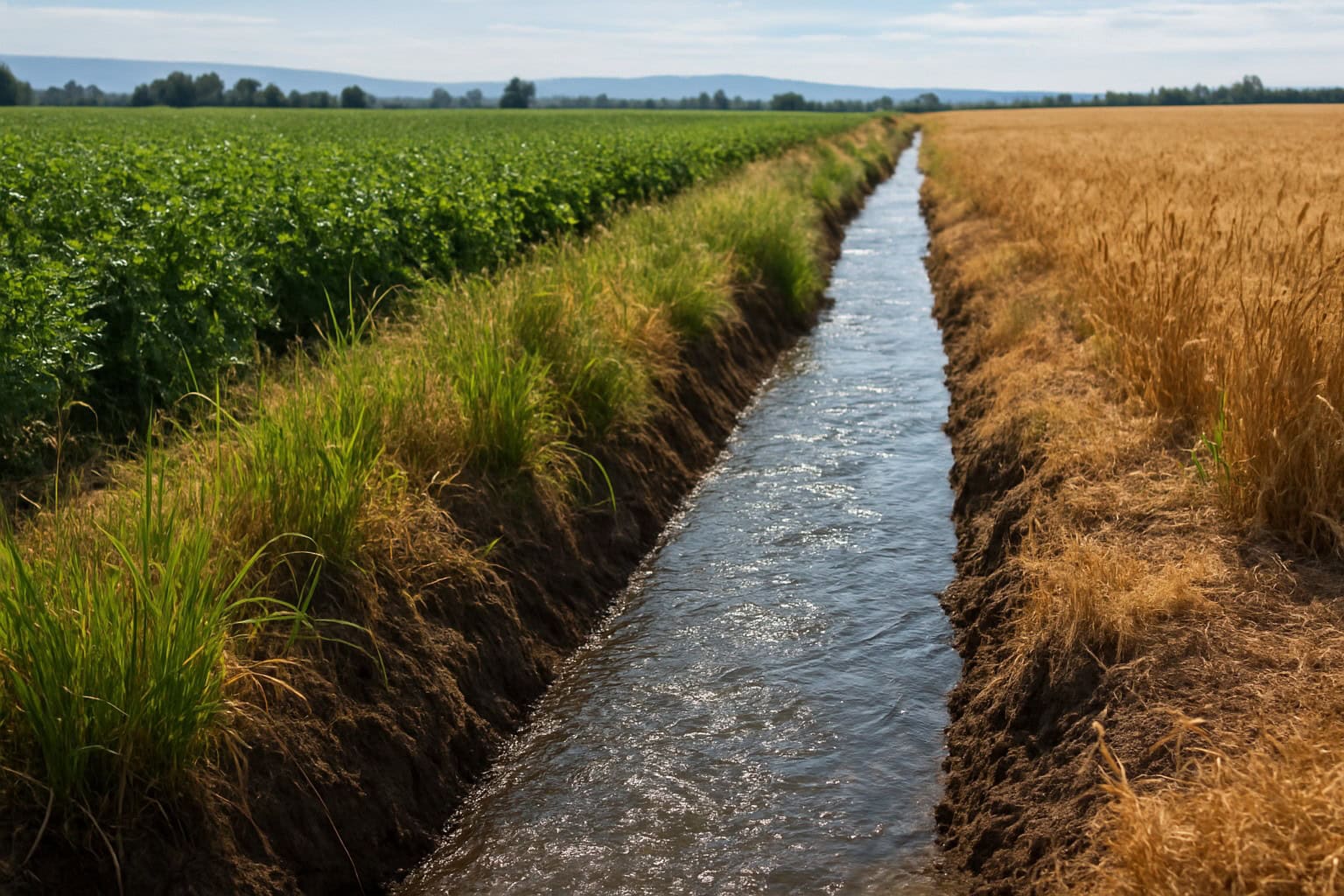 Irrigation canal on farmland in Eastern Washington.
