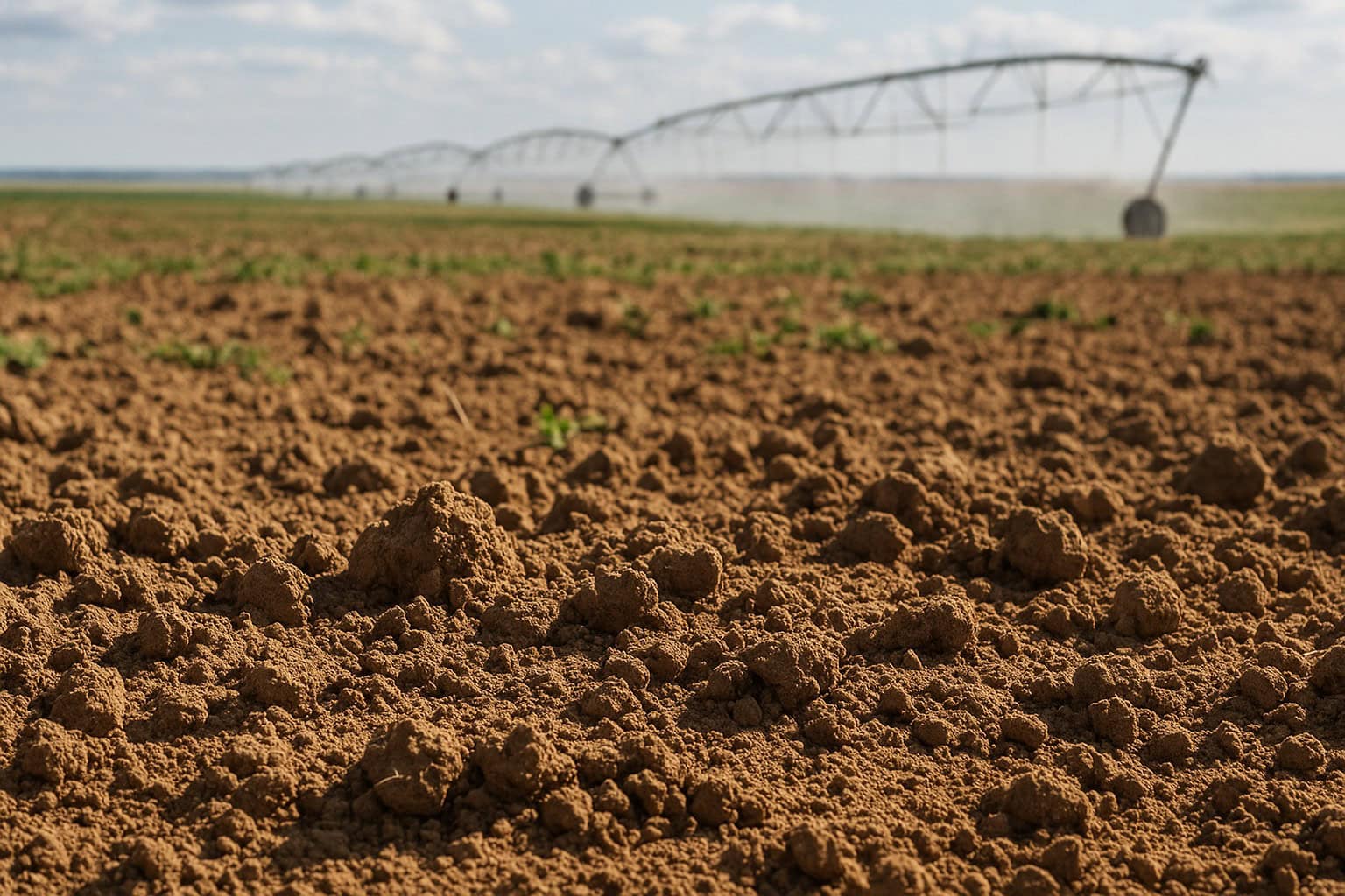 Sandy loam soil in the Columbia Basin with irrigation systems.
