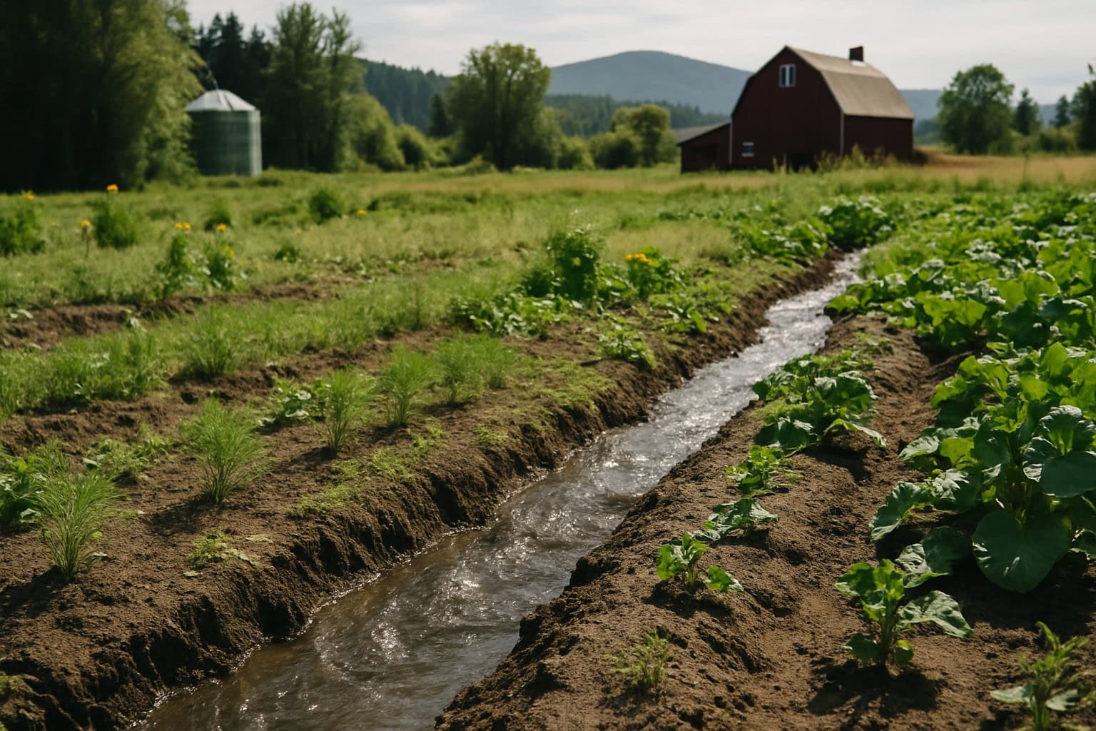 Rill line irrigation system on a Washington farm.