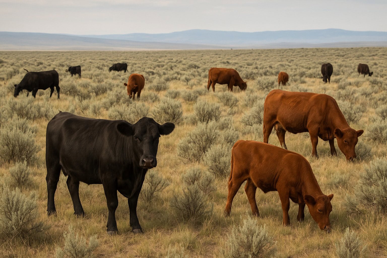 Cattle grazing in sagebrush ecosystem in eastern Washington.