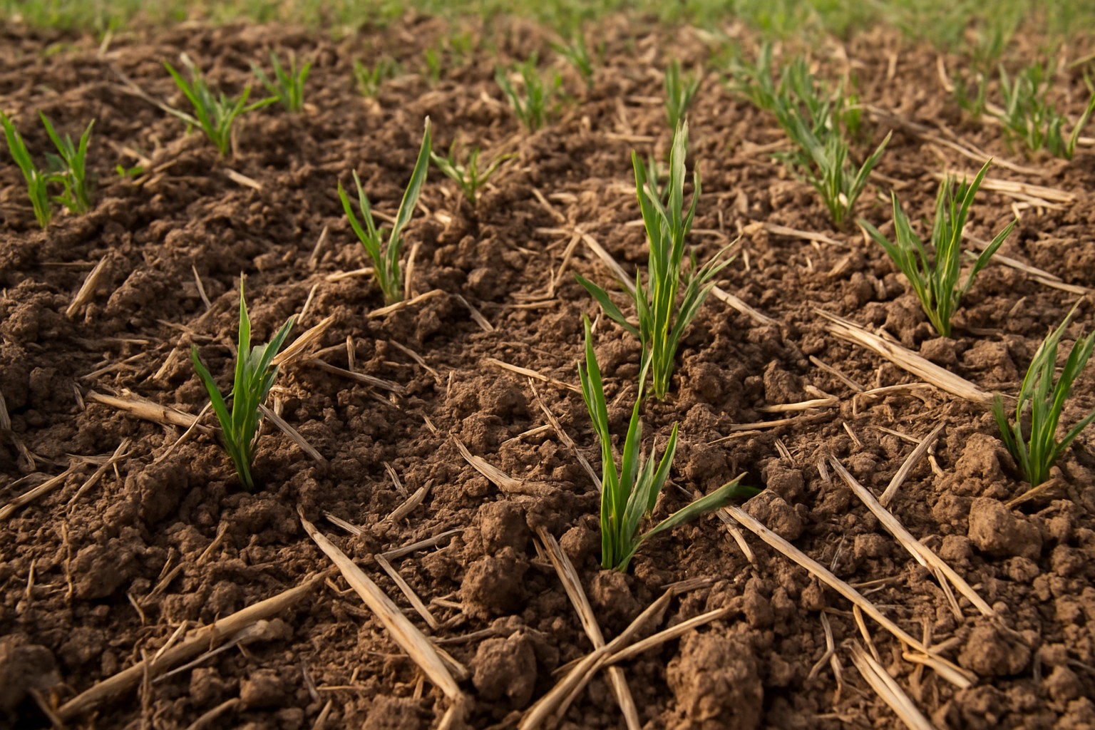 Conservation tillage in Eastern Washington wheat field for water infiltration.