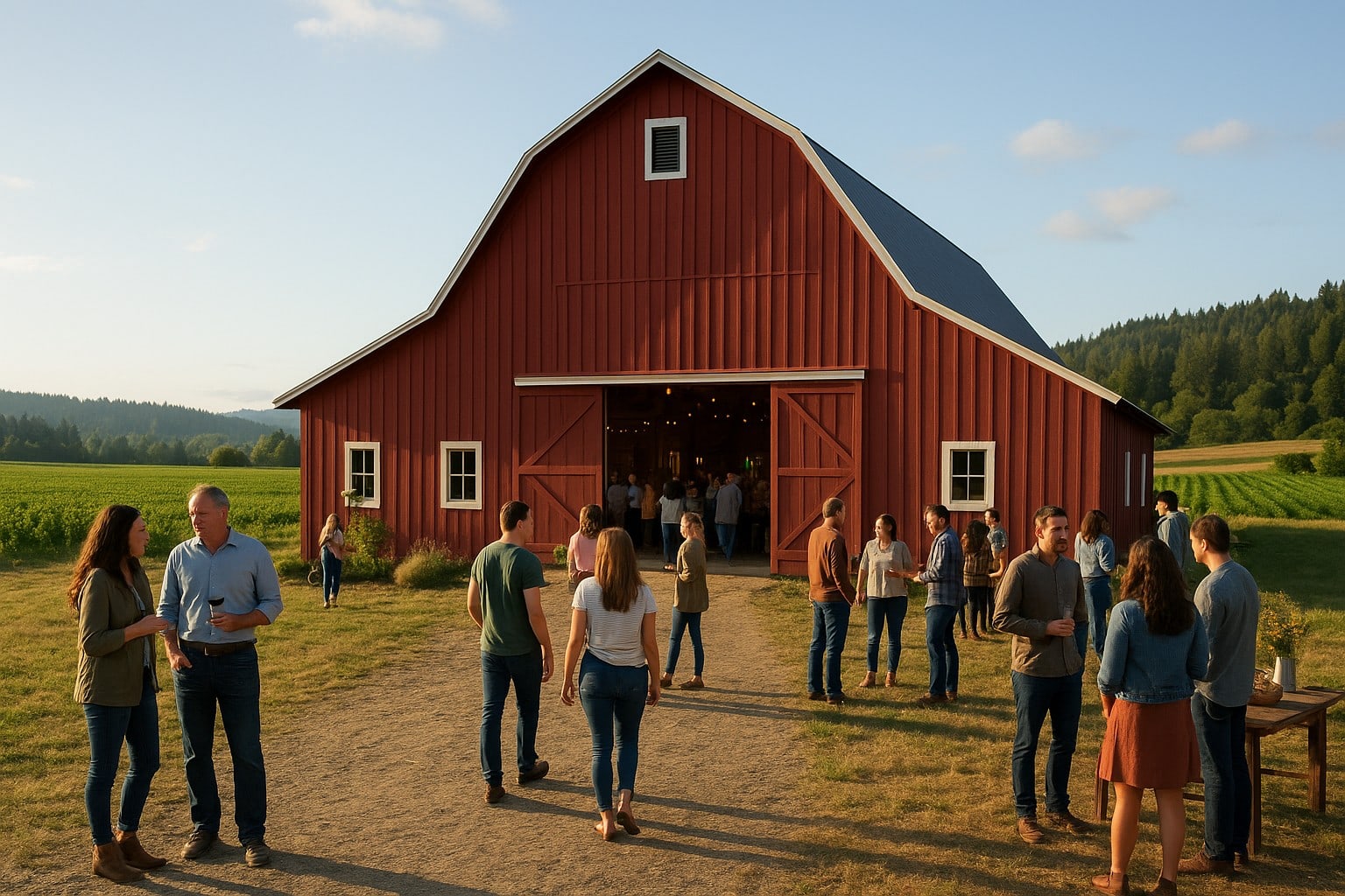 Restored barn used for agritourism in rural Washington.