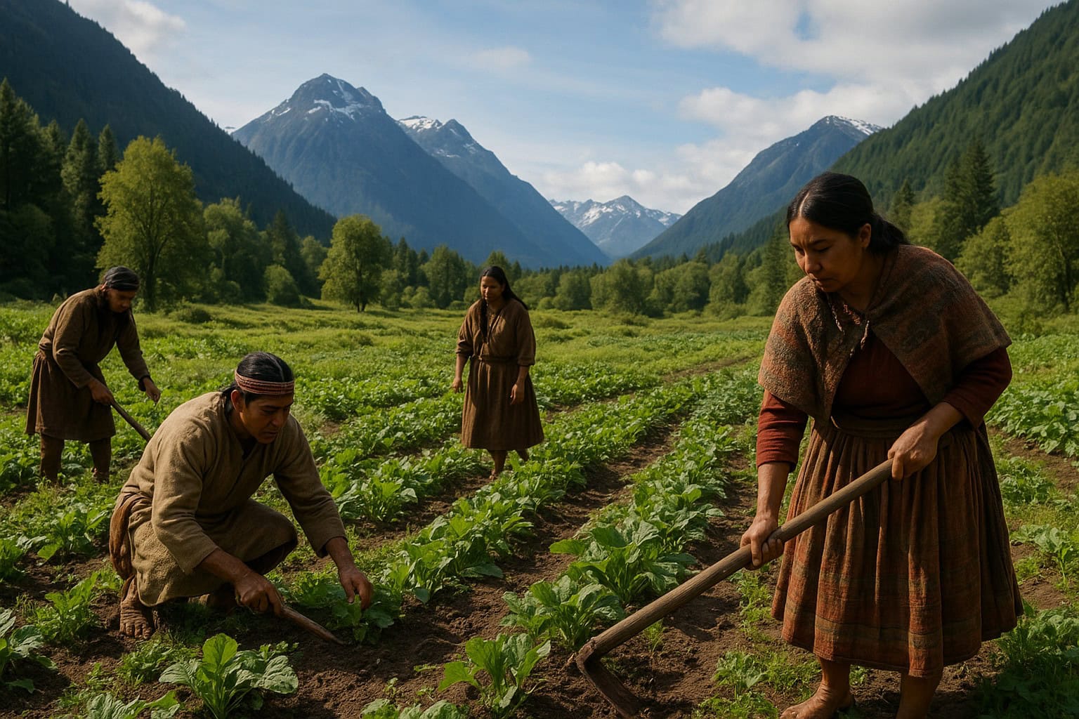 Indigenous people practicing sustainable agriculture in Washington.