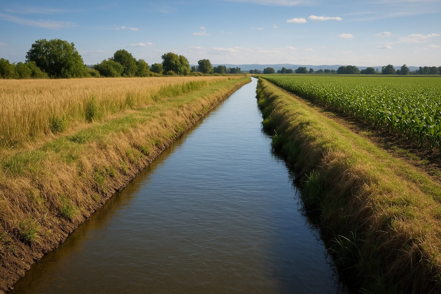 Irrigation canal on Washington farmland.