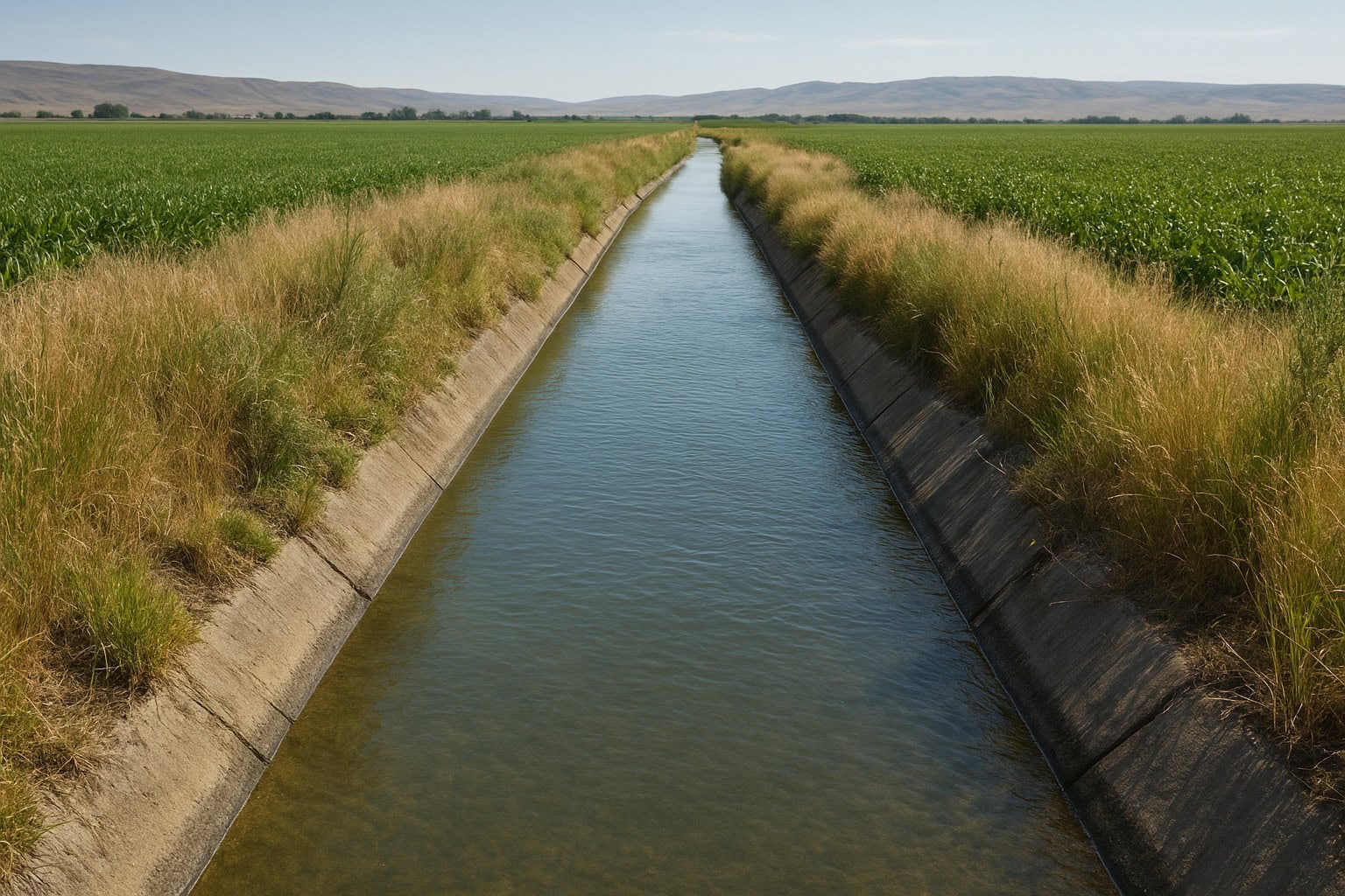 Irrigation canal in the Columbia Basin highlighting water rights.
