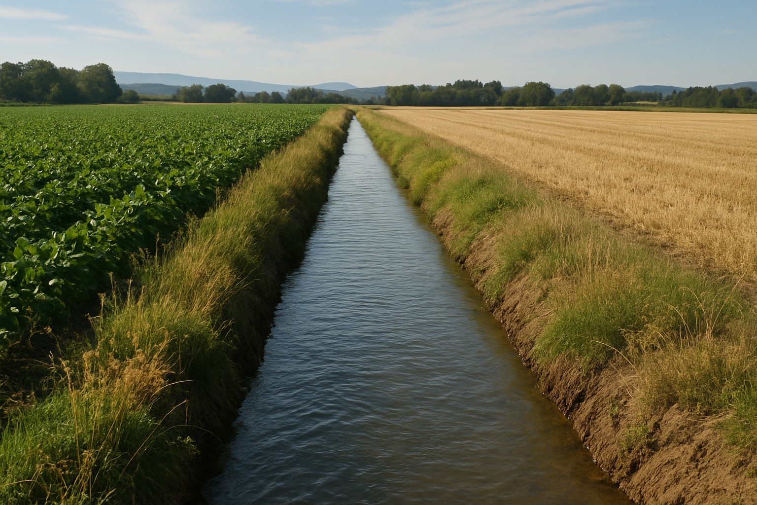 Irrigation canal on Washington farmland.