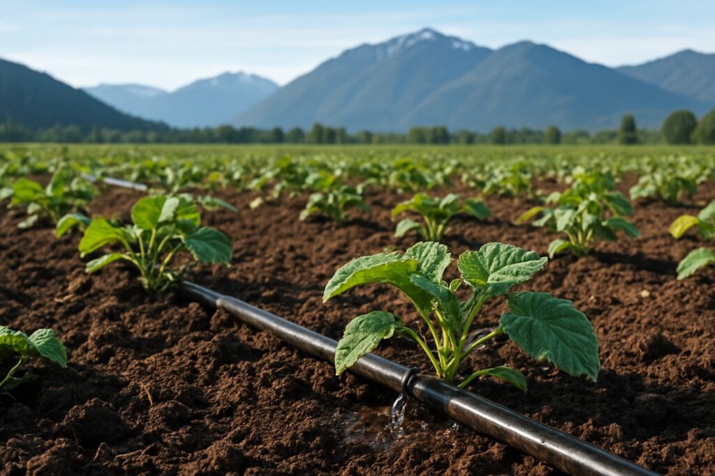 Drip irrigation system in a Washington State agricultural field.