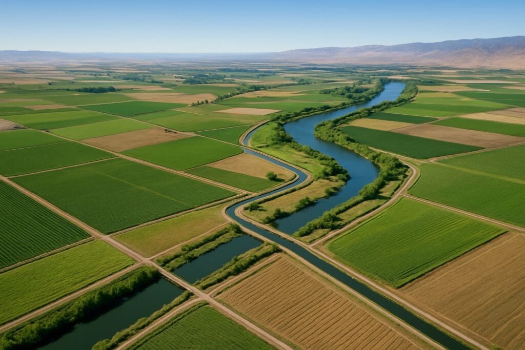 Yakima Valley with irrigation canals and farmland.
