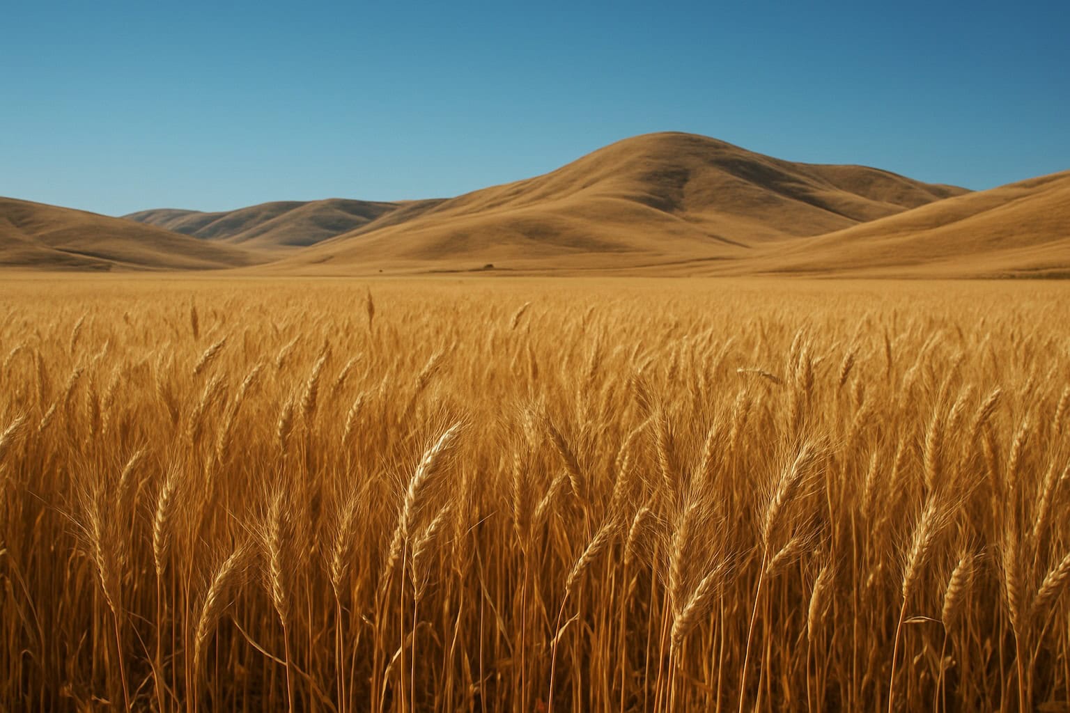 Dryland wheat field in Eastern Washington with rolling hills.