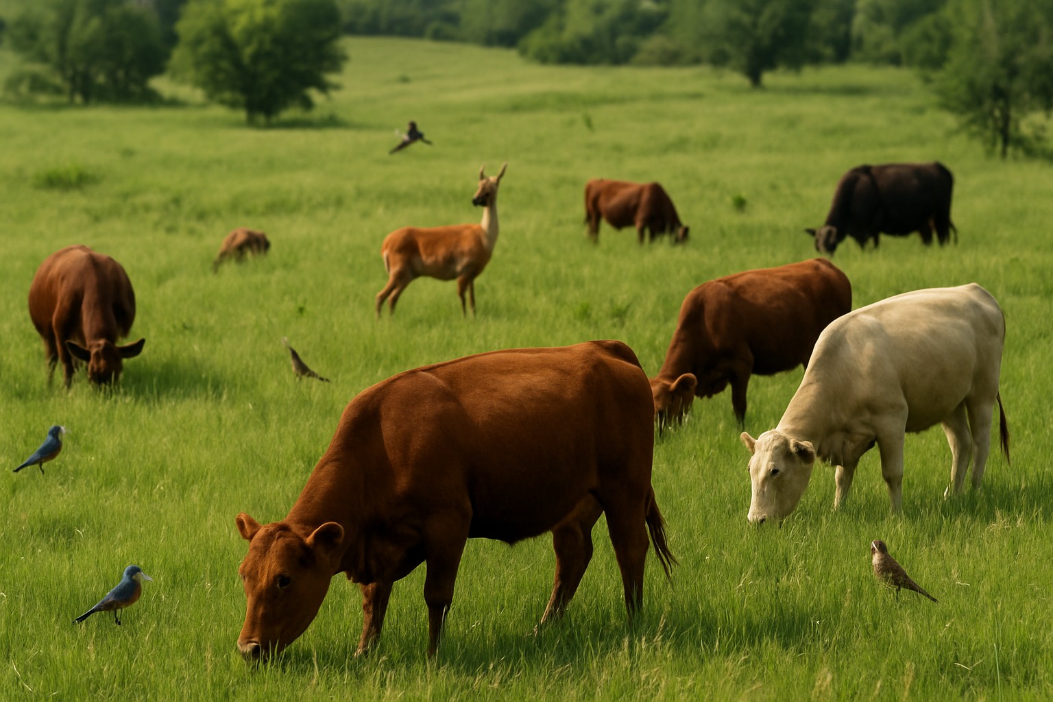 Rotational grazing with native grasses and wildlife in Washington State.