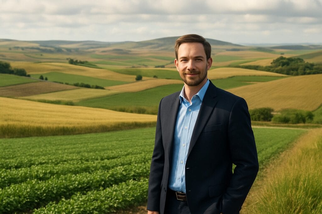 Land broker in Washington State agricultural landscape.