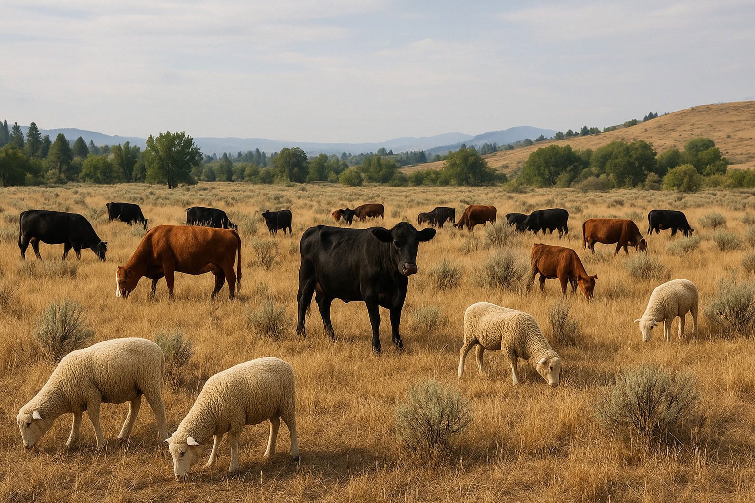 Cattle and sheep grazing to reduce wildfire fuels in Washington.