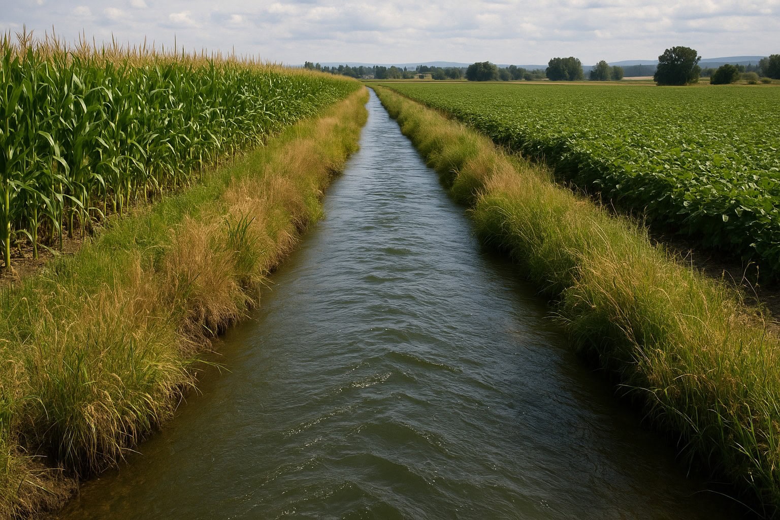 Irrigation canal on Washington farmland.