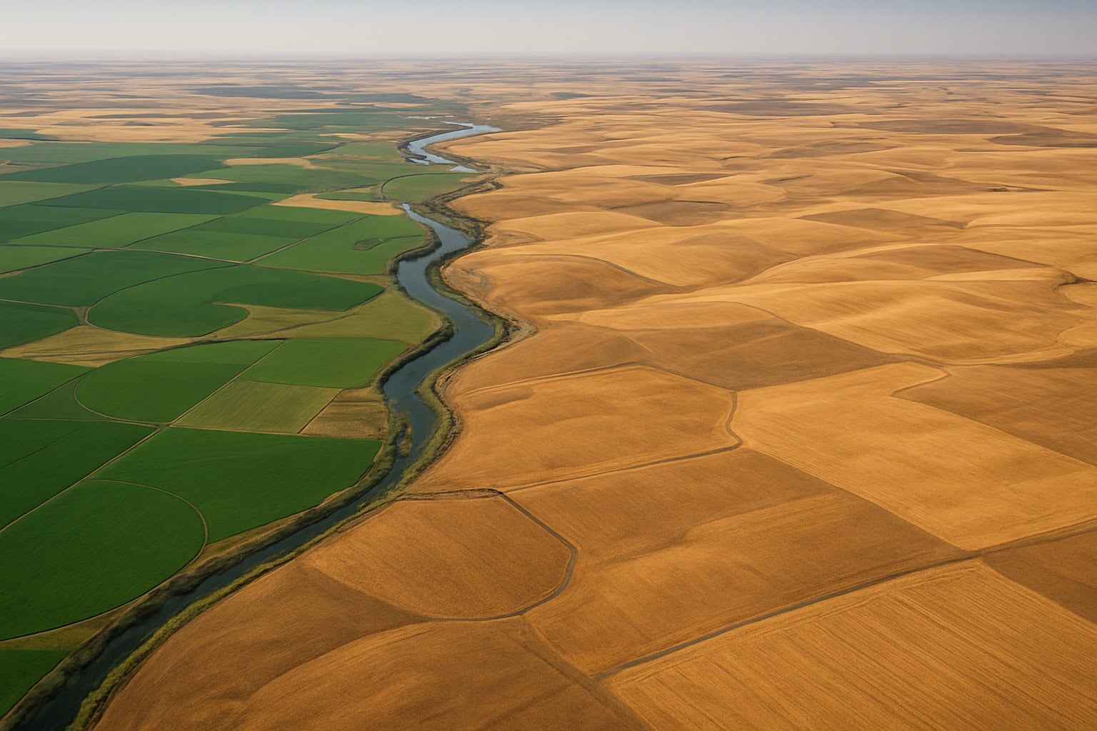 Aerial view of Washington State's diverse agricultural landscapes.