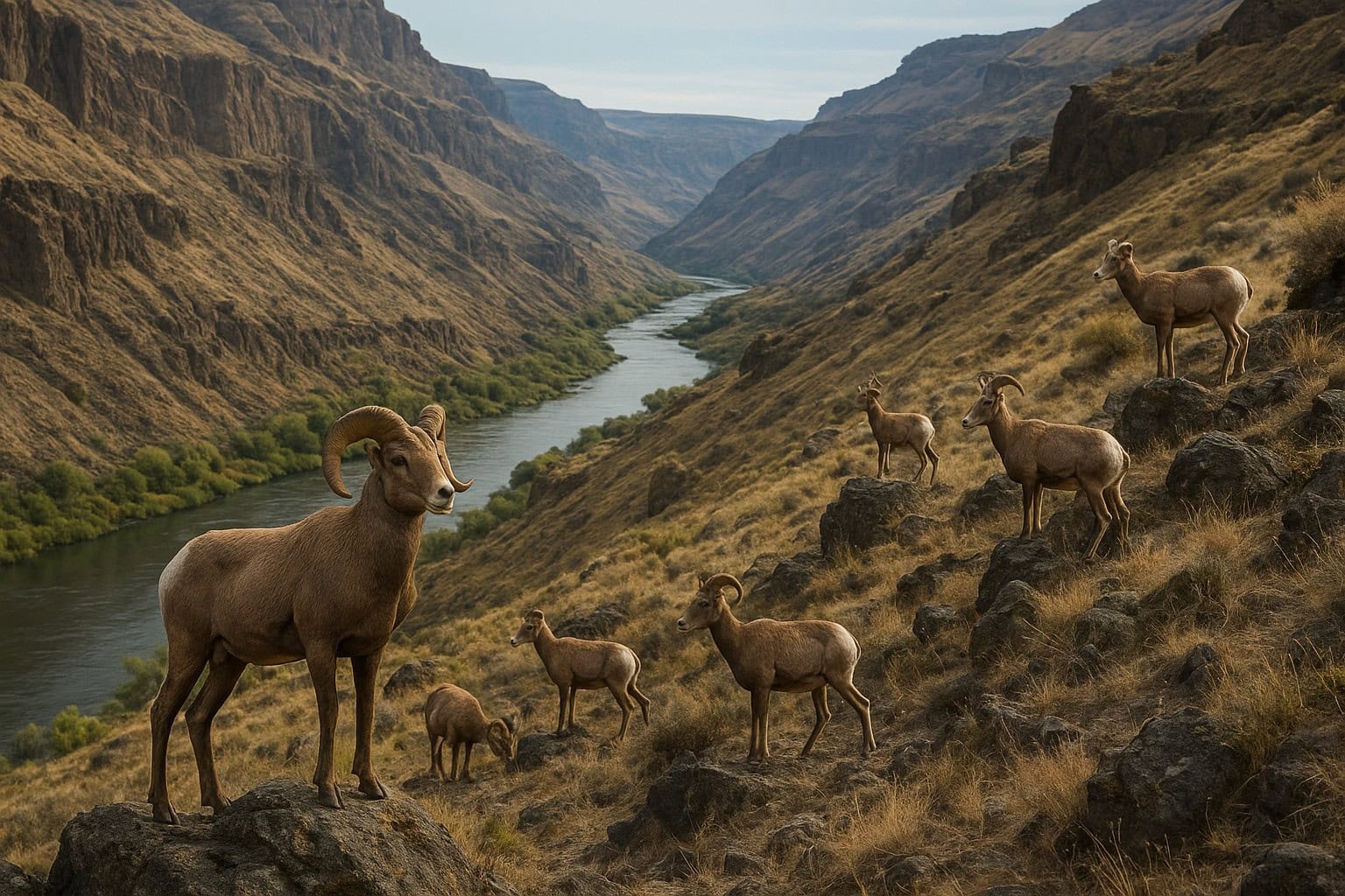 Scenic view of Yakima River Canyon, habitat of bighorn sheep.