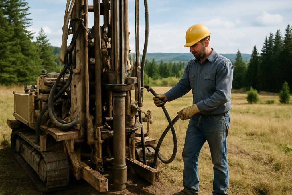 Professional well driller in Washington State landscape