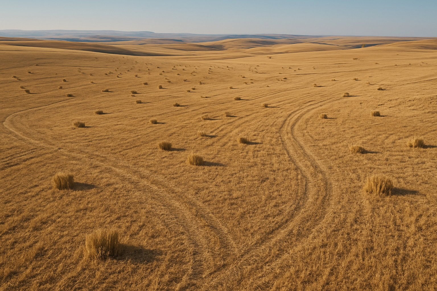 Aerial view of a dryland wheat field in Eastern Washington.