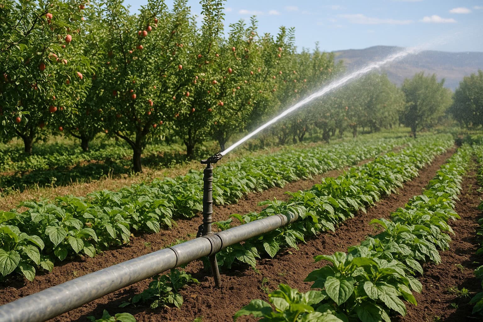 Irrigation system in Columbia Basin with crops.