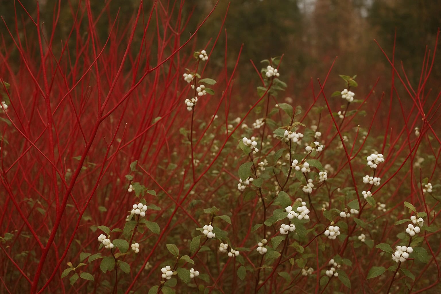 Red Osier Dogwood and Snowberry shrubs in Washington providing habitat benefits.