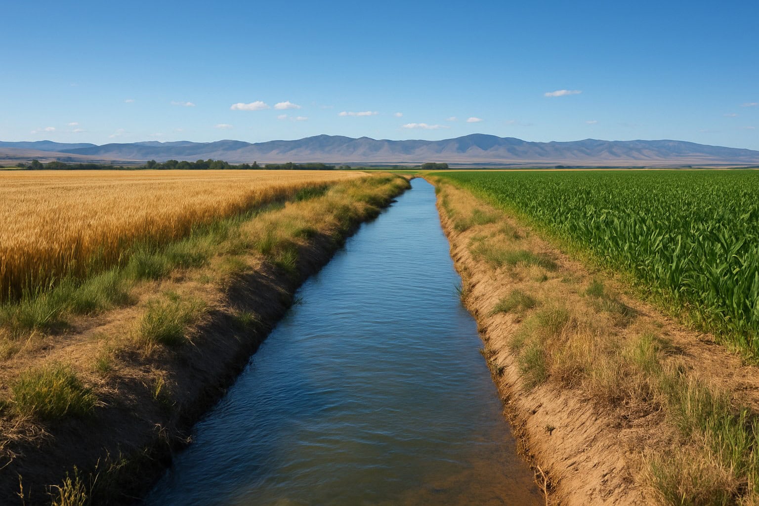 Irrigation canal in Eastern Washington farmland.