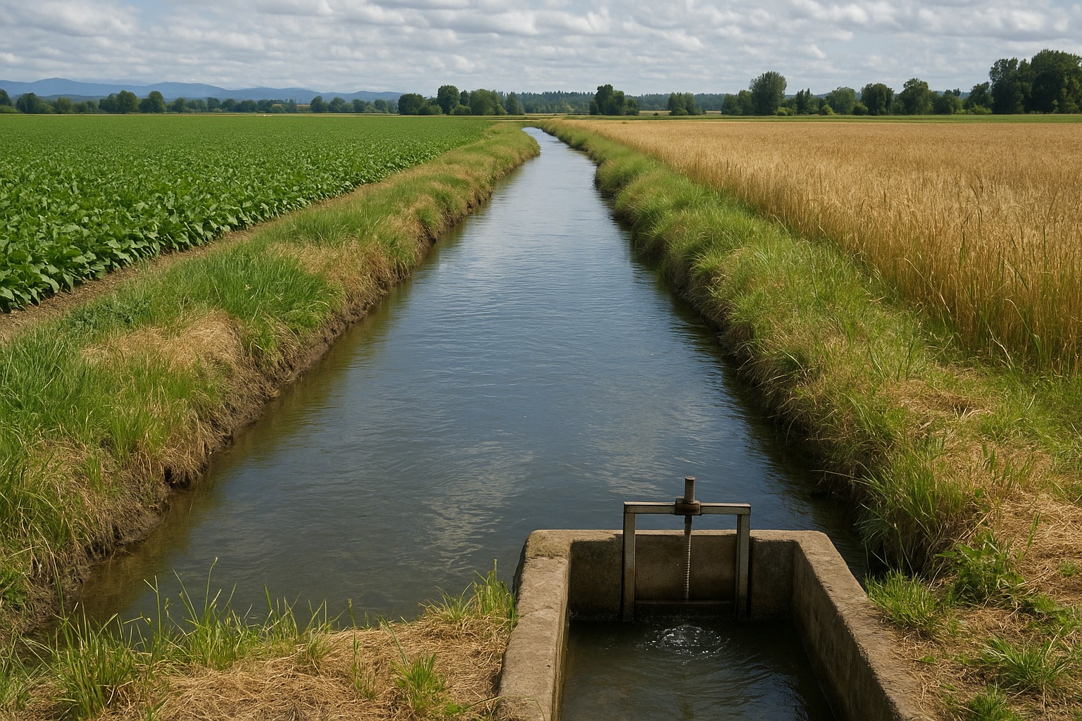 Irrigation canal on Washington farmland.