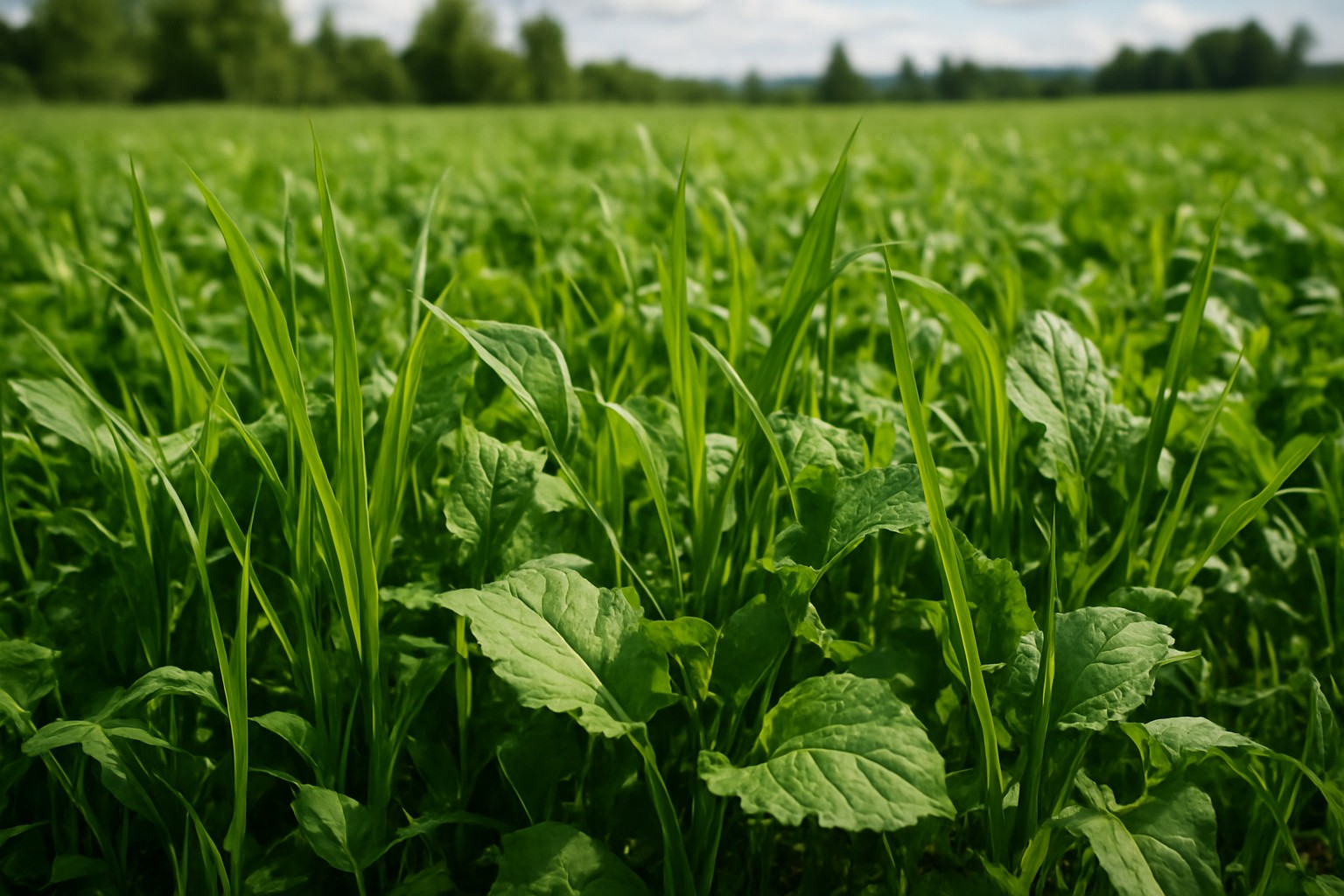 Healthy forage in a Washington State pasture showing improved soil health.