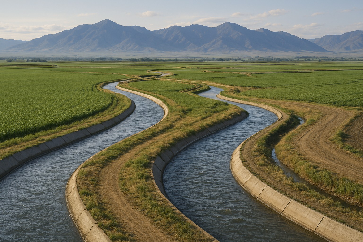Irrigation canals on farmland in the Columbia Basin, Washington.