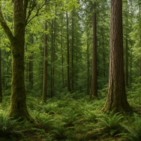 A diverse forest in Washington State with native trees providing wildlife habitat.